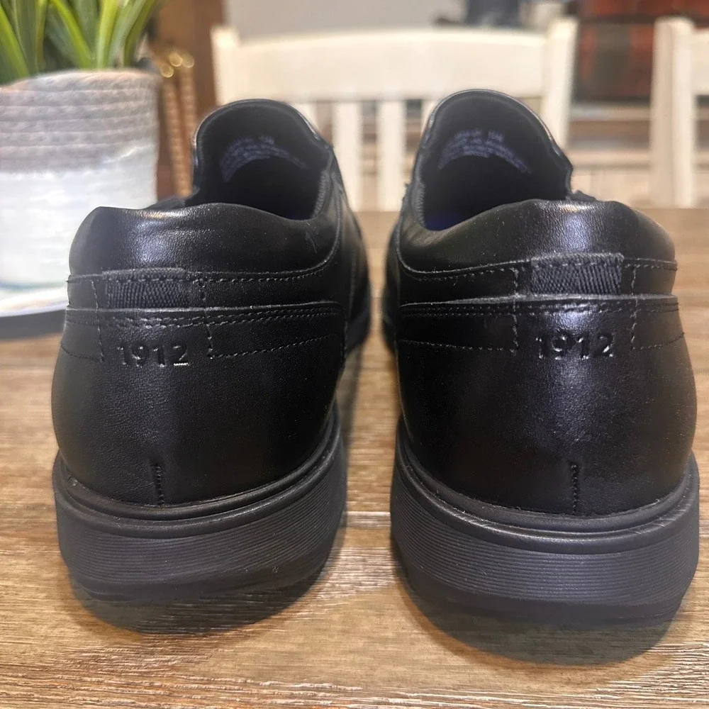 Nunn Bush Kore‎ Pro Mens Black Leather Slip On Loafers Gel Memory Foam 12M